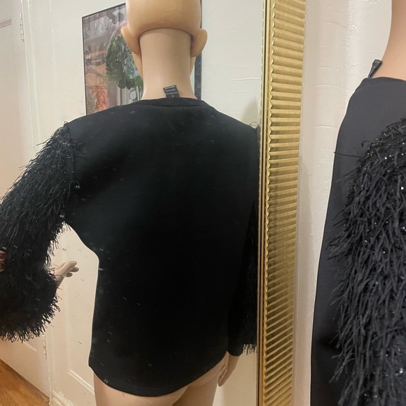 Gracia Black Feather Sleeve Sweatshirt - Picture 7 of 13